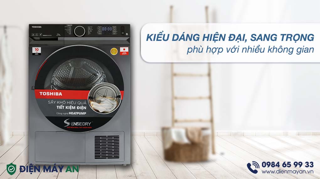 Máy Sấy Bơm Nhiệt Toshiba 10 Kg TD-BK110GHV(MK) - tổng quan thiết kế